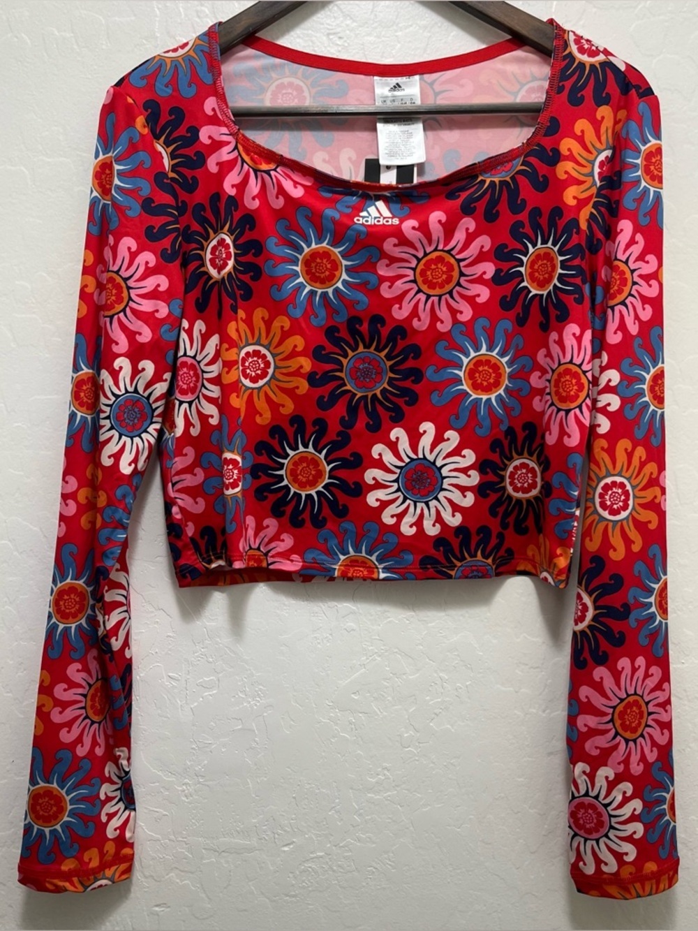Adidas x Farm Rio Crop Long Sleeve Shirt Sz L Colorful Floral Training